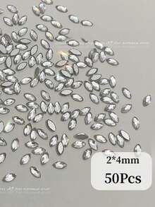Pack Of 50 K9 Clear Nail Stones – Flat-Back, Fancy Cut (Select Shape & Size) – Nail Art Parts / DIY Decoration - White - View 13