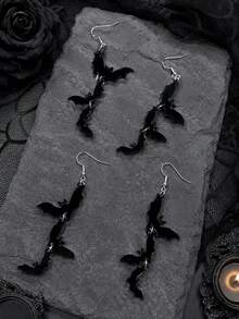 1 par de pendientes con forma de murciélago estilo gótico de Halloween, joyería de moda personalizada, regalo adecuado para uso diario, regalo perfecto para fiestas y vacaciones, accesorio versátil para atuendos casuales de vacaciones de mujeres, Halloween - Multicolor - Ver 6