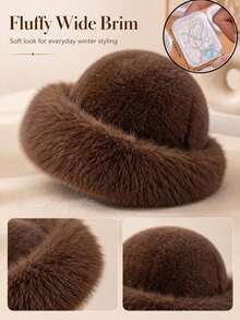 Autumn/Winter New Thickened Plush Hat, Warm Winter Faux Mink Fur Style, Solid Color Versatile, Windproof & Cold-Resistant Ear Protection, Luxurious Fluffy Touch, Comfortable & Skin-Friendly, Suitable For Fashionable Elegant Sophisticated Women - Multicolor - View 11