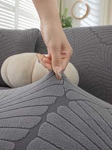 1件裝 3D純色提花沙發套，多功能全覆蓋沙發保護套，純色葉脈圖案設計，節日裝飾沙發套，防寵物防污漬，高彈性全覆蓋沙發套，四季適用，可機洗，適用於客廳、臥室、書房，適合1/2/3/4/5人座沙發 - 深灰色 - 查看 9