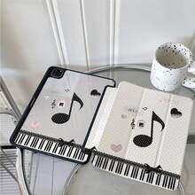 1pc Cute Music Note Piano Key Pink Heart Polka Dot Tablet Case Foldable Stand With Multiple Viewing Angles For Work & Entertainment, Protective Tablet Case With Pen Slot Compatible With IPad Pro 2024/Air M3/A16 2025,Compatible With XIAOMI,Compatible With SAMSUNG,Compatible With Huawei Matepad - Multicolor - View 4