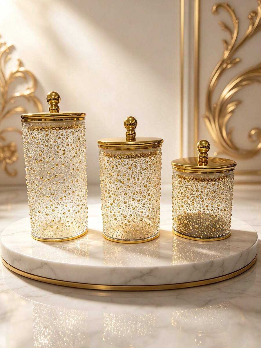 3-Piece High-End Multifunctional Airtight Containers, European-Style Leak-Proof Sealed Containers, Suitable For Tea, Grains, Candies, Kitchen Storage And Preservation, Kitchenware, Jars, Dry Foods, Spices, Coffee, Space-Saving And Anti-Drop. - Multicolor - View 1
