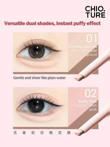 CHIOTURE Pensil Eyeliner Aegyo-Sal 2-in-1 Dua Warna, Anti Keringat & Tahan Air, Untuk Menggambar Garis Bulu Mata Bawah, Efek Makeup Alami Tahan Lama, Cocok Untuk Pemula Makeup - 01 Aprikot Krim - View 7