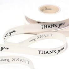 30m/Roll 1.5cm Polyester Cotton Beige English Letter Ribbon For Cake And Flower Packaging, Flower Decoration Material, Bow Making Supplies, Holiday Party Decoration - Ribbon - View 9