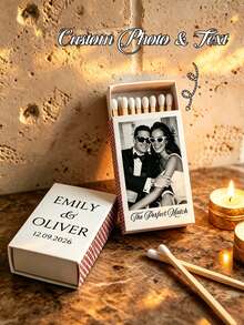 Customized Matchbox, Personalized Wedding Party Matchbox,(Matchbox Only, Matches Not Included). Personalized With Images, Logos And Text, Suitable For Weddings, Various Party, Birthday Celebrations, Anniversary Souvenir, Event Favor. - Multicolor - View 3