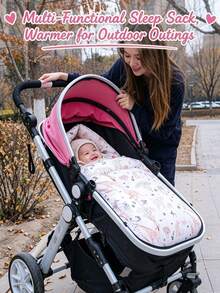 Infant Sleeping Bag With One-Piece Swaddle Design, Tall Hooded Wrap, Effectively Prevents Startle Reflex And Kicking Off Blanket, Giving Baby A Sense Of Security Like Mother's Embrace. Selected 4 Soft Cute Cartoon Prints (Giraffe Nest / Blue Dinosaur / Pink Rabbit / Light Blue Cloud Bear), Soft And Breathable, Warm Filling Without Sweating, Suitable For All Seasons. Side Zipper Design Convenient For Diaper Changes, Practical For Newborn Sleep, Soothing, And Outings, - Multicolor - View 7