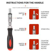 11pcs Multi-Function Ratchet Screwdriver Set, Forward/Reverse Quick Release Labor-Saving Driver, Flat/Torx/Square Head Multi-Purpose Drill Bits Manual Tool, Chrome Vanadium Steel Magnetic Bit, Adjustable Length & Angle, Suitable For Tight Space Repair - Screwdriver - View 4