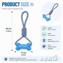 Dog Stuff Puppy Toys Spiky Bone With Rope Knot Ball, Durable Chew Toy, 3-In-1 Teeth Cleaning, Training Toy, Dog Teething And Boredom Relief Toy, Pet Ball Supplies, Dog Balls/Dog Toy/Puppy - Multicolor - View 2