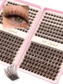 Brown Natural Cluster Eyelashes (560/384/240/200 Clusters) - Create Soft & Delicate Makeup Look; Lightweight & Lively, C-Curl Single Cluster Eyelash Extensions, DIY Support, Waterproof & Long-Lasting, DIY Eyelash Extension Kit, 8-16mm C-Curl, Suitable For Beginners Single Cluster Eyelashes, Long-Lasting Makeup Effect - C - View 3