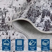 Wanfeeso Scalloped Edge Abstract Area Rug, Distressed Vintage Washable Carpet, Modern Boho Non-Slip Soft Floor Mat For Living Room Bedroom Home Decor - Grey 120x170cm - View 4