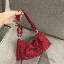 Dancing Engine Rhinestones Evening Clutch Bag Purses And Handbag Luxury Designer Shoulder Bag Shiny Crystal Clutch Purse Bucket Bag - Burgundy - View 11