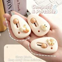 1PC/Cute Cartoon Mini Retractable Utility Knife, Kawaii Decorative Pocket Box Cutter, Quick & Convenient For Unpacking Parcels, Portable Envelope Opener, Office School Stationery Gift For Girls - A - View 5