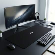 Black Background Minimalist Spaceship Pattern Extra Long Gaming Mouse Pad And Desk Mat Set, Non-Slip Durable Rubber Base, Smooth Surface, Suitable For PC Laptop Office Home, Abstract Art Decor, Back To School Supplies - A - View 7
