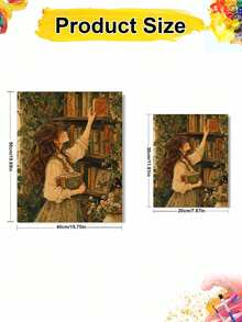 DIY Aesthetic Vintage Girl Reading In Library (Frameless Or Framed 8x12 / 16x20 Inches) Paint By Numbers Kit(Acrylic) Arts & Crafts For Adult Beginners, Home Wall Decor, And Unique Holiday Gifts - Sets - View 2