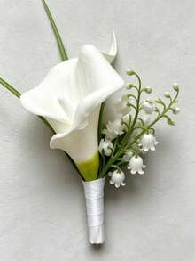 Set Korsase Bunga Calla Lily & Hydrangea Buatan (6 buah/1 buah), Cocok untuk Dekorasi Pernikahan Pengantin, Bunga Kerah Gaun & Jas, Acara Formal, dan Hari Jadi - MultiWarna - View 8