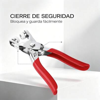 Pinza instaladora de broches metálicos con  de , alicate de acero inoxidable para colocar botones a presión, manija antideslizante, herramienta manual práctica para costura, reparar ropa infantil, textiles y artesanías, evita lesiones durante su uso.