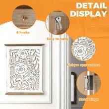 Lockable Wooden & Metal Key Cabinet - 6-Hook Wall-Mounted Key Storage Organizer, Tree Branch Design, Suitable For Home, Hallway, Office - Can Store House Keys, Access Cards, Remote Keys (No Assembly Required) - White - View 8