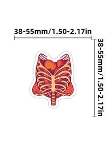 50Pcs Vintage Human Anatomy Decorative Stickers, Skeleton Organ Skull Waterproof Stickers For Laptop, Water Bottle, Journal, Scrapbook - A - View 7