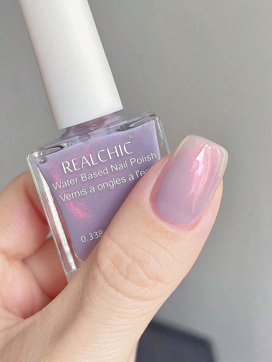 REALCHIC 10毫升/瓶 变色龙紫色水性指甲油，快干持久，可撕拉，适合女性和女孩美甲，春夏美甲，节日礼物