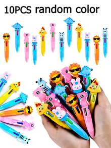 1 buah/10 buah/20 buah Pulpen Ballpoint 4 Warna dengan Kepala Karakter Kartun Lucu, Alat Tulis, Dekorasi Pesta, Hadiah Ulang Tahun Anak, Pulpen Mini Warna-warni 4-in-1, Pulpen Ballpoint 4 Warna, Hadiah Alat Tulis Siswa, Pulpen 4 Warna dengan Badan Transparan - MultiWarna - View 11