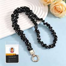 Scrunchie Fabric Neck Lanyard , Teacher Lanyard With Clear ID Badge Card Holder, Leopard Checkerboard Print Solid Color Neck Strap For Work ID Card Ke - Multicolor - View 19
