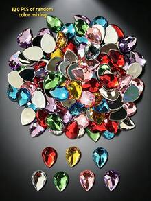 Shiny Teardrop Flat‑Back Acrylic Rhinestones, 60/120/240Pcs Multi‑Purpose DIY Decor For Hair Clips, Garment & Handbag Craft Projects - Multicolor - View 9