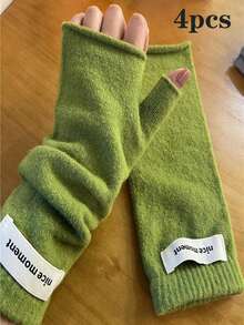 法式休闲风加厚露指手套，秋冬季保暖，纯色露指手套，保暖针织触屏手套，秋冬季百搭女款，法式休闲风加厚露指手套，秋冬季保暖仿羊绒针织露指手套，冬季装备+手套熊+圣诞节夏季旅行节日 - 彩色 - 查看 25