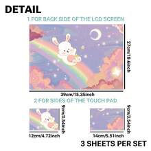 Cute Dreamy Galaxy Rabbit Vinyl Laptop Stickers 3pcs Set, Light Purple Starry Sky Rainbow Cloud Moon Pattern, Includes Laptop Back Cover And 2 Palm Rest Stickers, Fits Most Laptops 15.5 Inch And Below, Waterproof Scratch-Resistant Removable No Residue - View 5