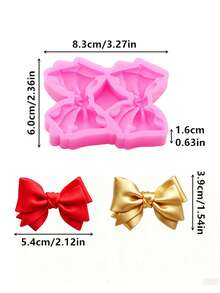 1pc Pink Liquid Silicone Bow Mold, Handmade DIY Chocolate Cake Decoration Baking Mold, Super Light Clay Making Mold, Resin Accessories Decoration Mold, Plaster Aromatherapy Tablet Making Mold - View 3
