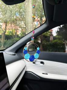Creative Circular Flower Car Hanging Ornament, Creative Car Rearview Mirror Decorative Pendant, Car Interior Hanging Accessory - A - View 5