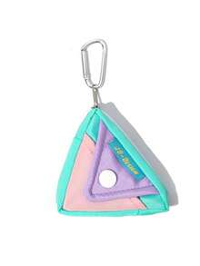 Color Matching Triangle Key Bag, Macaroon Contrast Mini Nylon Purse, Carabiner Zipper Portable Hanging Storage Bag, Suitable For Daily Use. - Multicolor - View 11