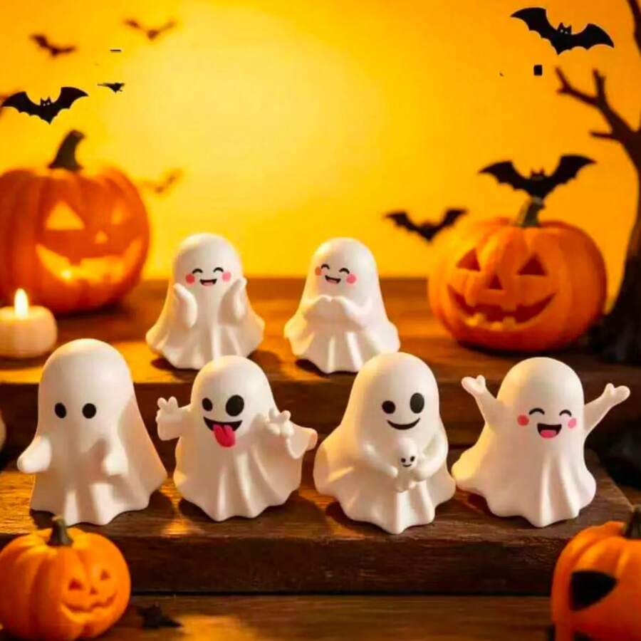 Halloween Cute Ghost Mini Figurine Pen Holder Gift For Friends Creative Funny Office Desk Decor - Multicolor - View 1