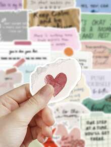 50pcs Positive Text Note Stickers For Holiday Gifts Party & Home Decor Class Reward Birthday Gift Suitcase, Laptop, Scrapbook Phone Case Decorations DIY Doodle Stickers - A - View 7