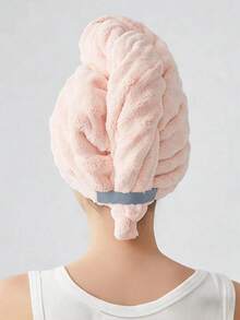 4/2/1Pc Coral Fleece Thickened Hair Drying Cap With Elastic Band, Solid Color Large Super Absorbent Hair Towel, Home Bath Towel, Essential For Home Bathing, Hotel And Home Use, Travel Essential Bathroom Accessory - Multicolor - View 5
