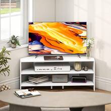 2026 NEW : Corner TV Stand, Modern TV Unit 47 Inch Television White - White - View 8