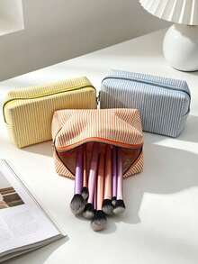 6/3/1pc Large Capacity Travel Storage Bag, Convenient Striped Storage Bag, Cosmetic Storage Bag, Multi-Functional Zipper Bag, Holiday Gift, Christmas Gift, Women's Gift. - Multicolor - View 6