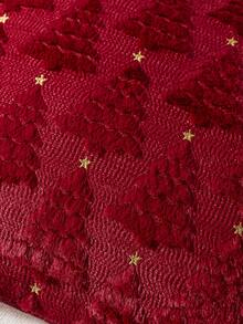 1/2pcs Burgundy Christmas Tree & Star Pillow Case (Pillow Insert Not Included), Modern Fashionable Comfortable Soft Faux Rabbit Fur Fabric Embroidered Pillow Case, Suitable For Daily Home Decor, Sofa, Bed, Bedroom, Living Room, Decorative Pillow Case, Daily Holiday Party Decoration, Suitable For All Seasons - Burgundy - View 3