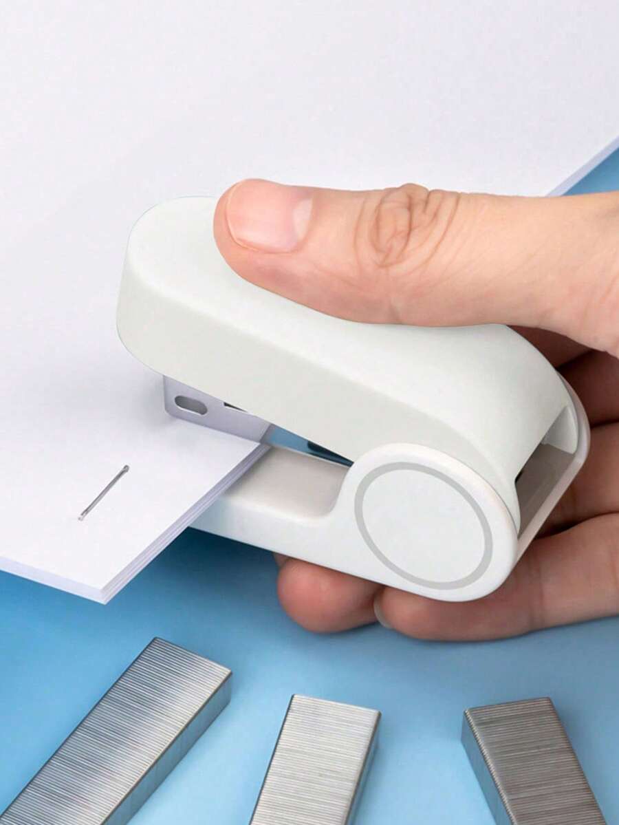1 Set (1 Stapler + 400 Staples) Mini Stapler, Portable Handheld Small Stapler For Students, Labor‑Saving Desktop Stapler Kit With Staples, Office Home School Document Binding Tool - Multicolor - View 1