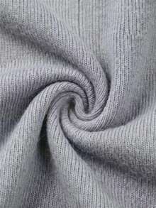 Wixra Denim Collar Patchwork Long Sleeve Knit Sweater, Button Polo Neck Drop Shoulder Loose Casual Knit Top For Fall - Grey - View 7
