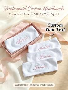 Custom Personalized Spa Headbands-Customizable With Names. Fluffy, Custom Headbands Perfect For Bridesmaids, Sleepovers, Bachelorette Parties - Multicolor - View 4