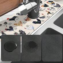 1pc Sink Faucet Absorbent Mat, Drainage Pad, Suitable For Kitchen, Bathroom Sink, Countertop, Drainage Mat, Diatomaceous Earth Material, Trimmable, Quick-Drying Mat - Multicolor - View 10