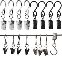 2.4 Inch S-Shaped Curtain Clips, For Hanging Party Lights, Frames, Art Crafts Display, Garden Decor, Gutter Wall Grid Tent Camping Sunshade Hooks, Black & Silver - Multicolor - View 3