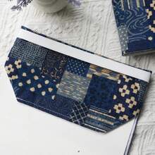 A5/A6 Japanese‑Style Vintage Patchwork Indigo Fabric Book Cover, Traditional Wabi‑Sabi Pattern Book Protector, Durable Adjustable Journal Sleeve - Sets - View 9