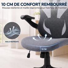 Ergonomic Office Chair With 3D Armrests And Adjustable Headrest, Mesh Office Chair, Gray - Dark Grey - View 6