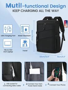 NEWHEY Travel Laptop Backpack For Men 15.6 Inch Business Laptop Backpack With USB Charging Port And Headphone Interface Computer Backpack For College Work - Multicolor - View 4