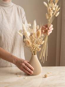 1pc Modern Minimalist Aesthetic Matte Flower Vase, Nordic Boho Vertical Ribbed Teardrop Shape Decorative Vase For Pampas Grass Dried Artificial Flowers, Home Decor Living Room Bedroom Kitchen Bathroom Office Wedding Easter Spring Table Centerpieces - A - View 4