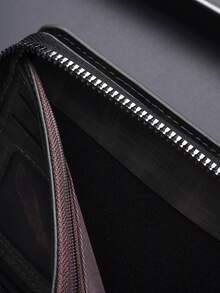 SHABILI New Men's Short Wallet Vintage Clasp Business Large Capacity Multi-Card Slot Coin Purse Zipper Pouch - Black - View 7