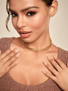 Altistry 1pc Multi-Layered Fishnet Open Choker Necklace For Women - Yellow Gold - View 5