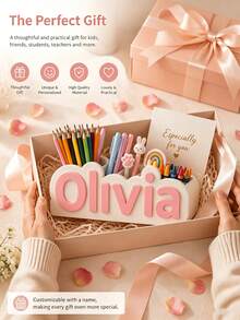 Customized Name Personalized Desktop Storage Box And 3D Printed Pen Holder, Both A Fashionable Room Decor And A Back-To-School Essential, Suitable As Personalized Gifts For Halloween, Thanksgiving And Christmas - Multicolor - View 6