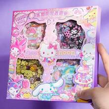 Cute Sanrio Cartoon Boxed Sticker Set, Waterproof Self-Adhesive Stickers, Fresh And Adorable Patterns, DIY Decoration For Planner, Water Bottle, Notebook, Luggage, Girly Handmade Material, Student Daily Decoration, Holiday Gift - Multicolor - View 1